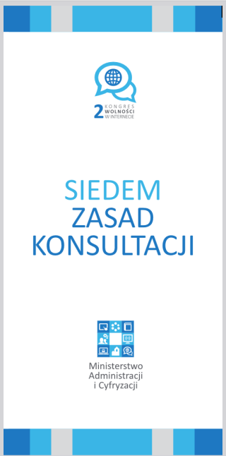 Strona tytułowa dokumentu "Siedem Zasad Konsultacji" Ministerstwa Administracji i Cyfryzacji