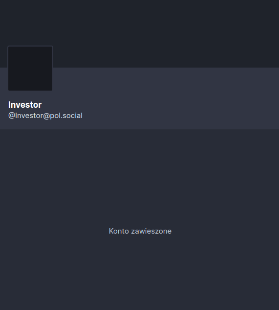 Informacja o zawieszonym koncie Investor na pol.social