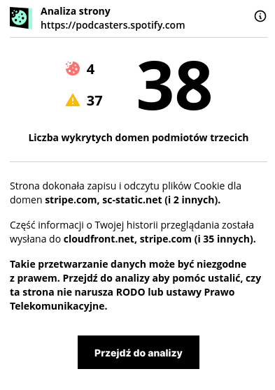 Raport z wtyczki Rentgen

38 Liczba wykrytych domen podmiotów trzecich.