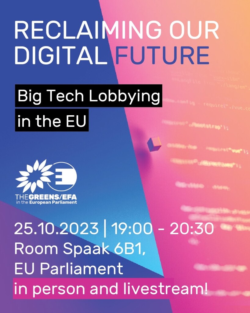 Poster and announcement of the event "reclaiming our digital future"