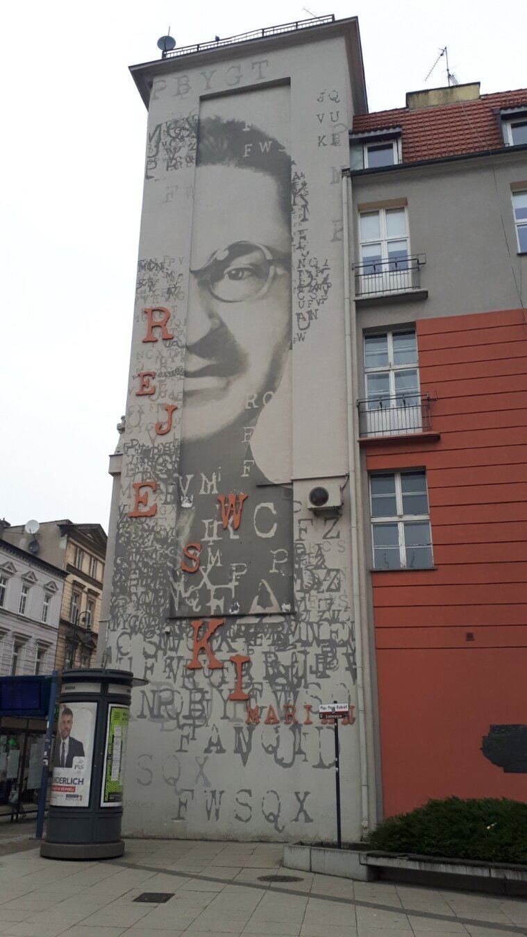 Mural by Julian Nowicki in Bydgoszcz (Poland) dedicated to Marian Rejewski, a Polish mathematician and cryptologist who in late 1932 reconstructed the sight-unseen Nazi German military Enigma cipher machine