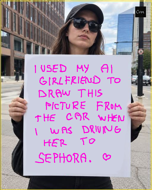 i used my ai girlfriend to draw this picture from inside the car when i was driving her to sephora.