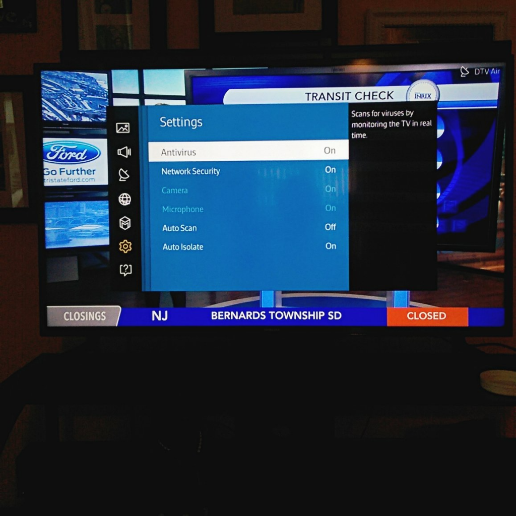 Samsung TV with Antivirus settings