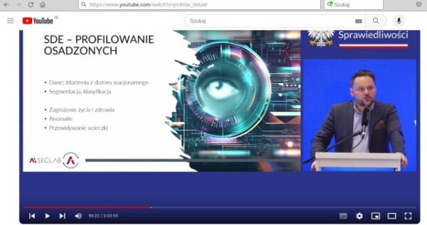 Konferencja IUS EX SILICO. Sztuczna inteligencja w służbie wymiaru sprawiedliwości. Prezentacja SECLAB - profilowanie osadzonych