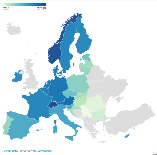 mapa europy pokolorowane państwa