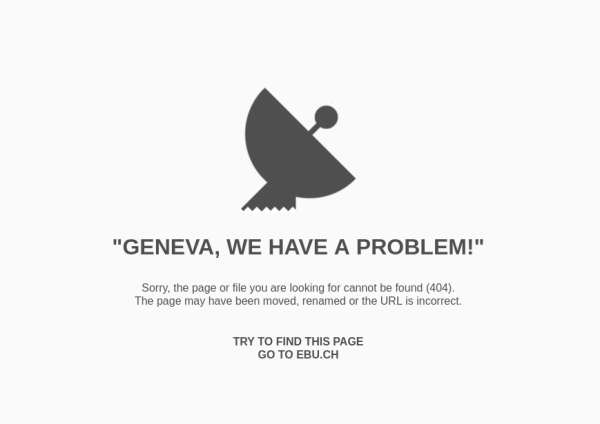 Error message displayed when trying to access an article at https://ebu.ch

The page shows a parabolic antenna and the text "Geneva, we have a problem!"