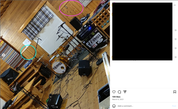 User-uploaded photos on social media showing the interior of the building, including matching fixtures and knots on the wall. The second photo has been cropped by Bellingcat from a public Instagram photo posted on June 8, 2024 to remove individuals in the photo.
