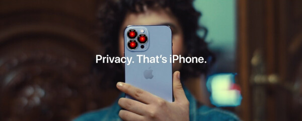 An Apple 'Privacy. That's iPhone.' ad. The three rear-facing camera lenses have been replaced by the staring, red eye of HAL9000 from 2001: A Space Odyssey.


Image:
Cryteria (modified)
https://commons.wikimedia.org/wiki/File:HAL9000.svg

CC BY 3.0
https://creativecommons.org/licenses/by/3.0/deed.en
