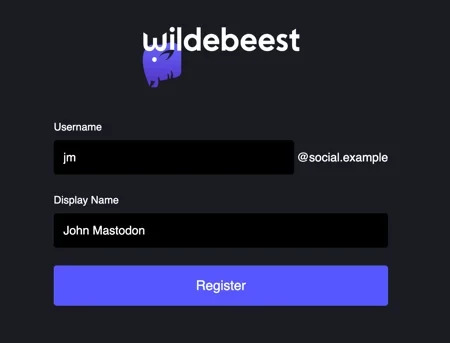 Ekran logowania aplikacji Wildebeest