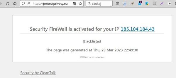screenshot: protectprivacy.eu website "promoting" privacy and vpn services but blocking access to itself via vpn